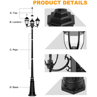 PLH02 Classic Black or White Aluminum 3-Head Post Light 92.5