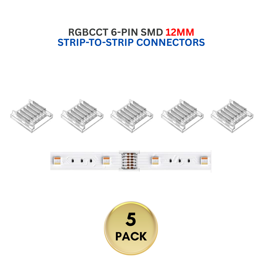 5-Pack SL 6-Pin Low-Voltage for RGBCCT SMD Dotless Strip Light Connectors 12mm