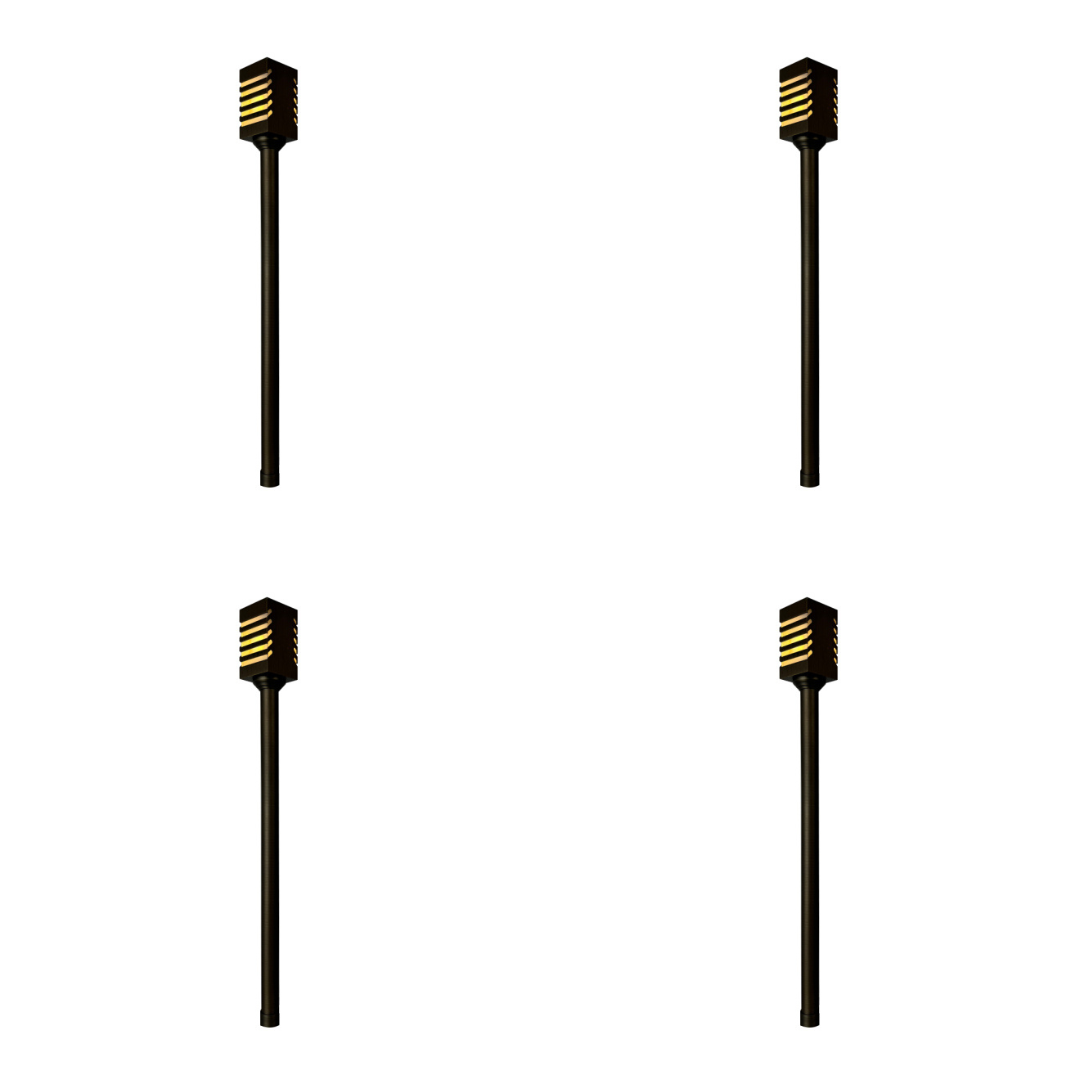 Outdoor Landscape Lighting LED 12V Low Voltage PLB24 4x/8x/12x Package Cast Brass Path and Area Light LED 12V Low Voltage Pathway Outdoor Lighting Landscape Fixture 3W 3000K Bulb 4 Pack