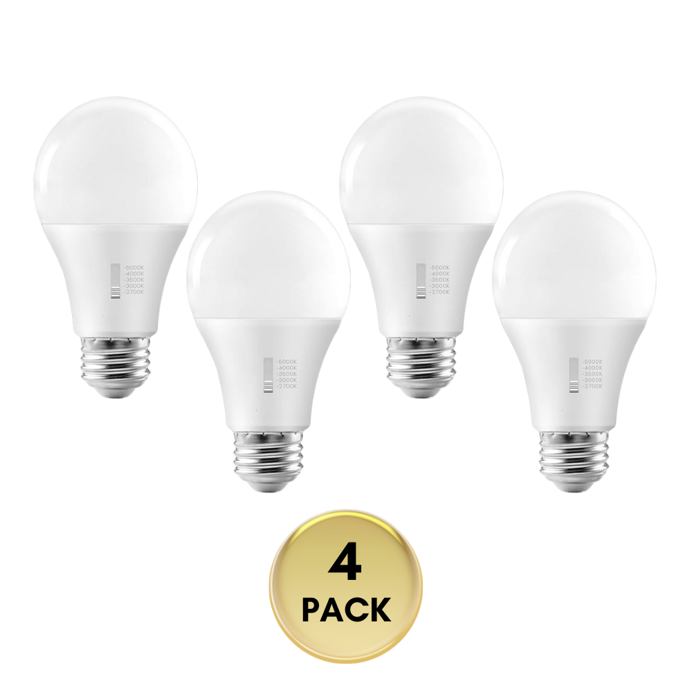 E26 A19 11W 120V Line Voltage 5CCT 2700K/3000K/3500K/4000K/5000K Bulbs Package Dimmable CRI90 Energy Saving High Voltage Medium Base Light Bulb