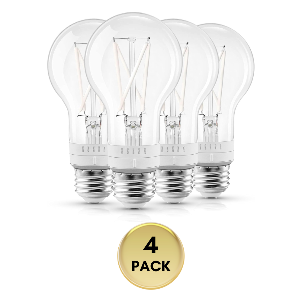 E26 A19 7W Filament 120V Line Voltage 5CCT 2700K/3000K/3500K/4000K/5000K Bulbs Package Dimmable CRI90 Energy Saving High Voltage Medium Base Light Bulb