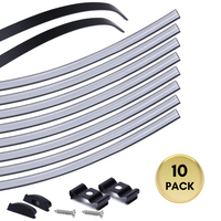 AC12 U-Shaped Rectangular Flexible Black and Silver Finish Aluminum Channel with Frosted Plastic Cover 3.3FT/1M For Max 12mm Width LED Strip Lights Pack of 6/10/20