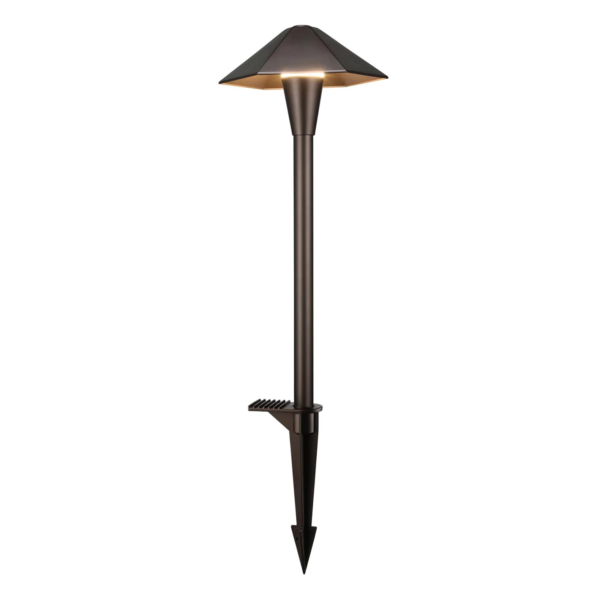 CDPAL03 Ombrello Spigoloso LED Landscape 3CCT Pathway Lights, 3000K/4000K/5000K, 5W 12-24V AC/DC Low Voltage Oil-Rubbed Bronze Hexagonal Outdoor Landscape Lighting