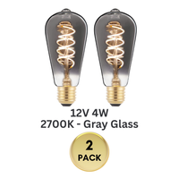 E26 4W 12V-36V 2700K AC/DC LED Spiral Filament Edison Bulbs Package Dimmable Energy Saving Low Voltage Light Bulb