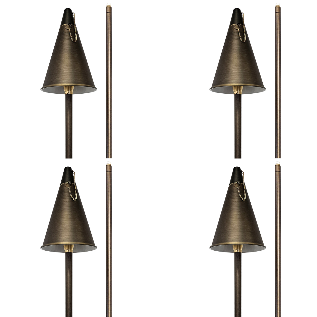 Outdoor Landscape Lighting LED 12V Low Voltage PL77B with G4 3W 2700K 4x/8x/12x Package Solid Brass 60" Tiki Torch Path Light - Light Bronze Finish Low Voltage Landscape Lighting 4 Pack