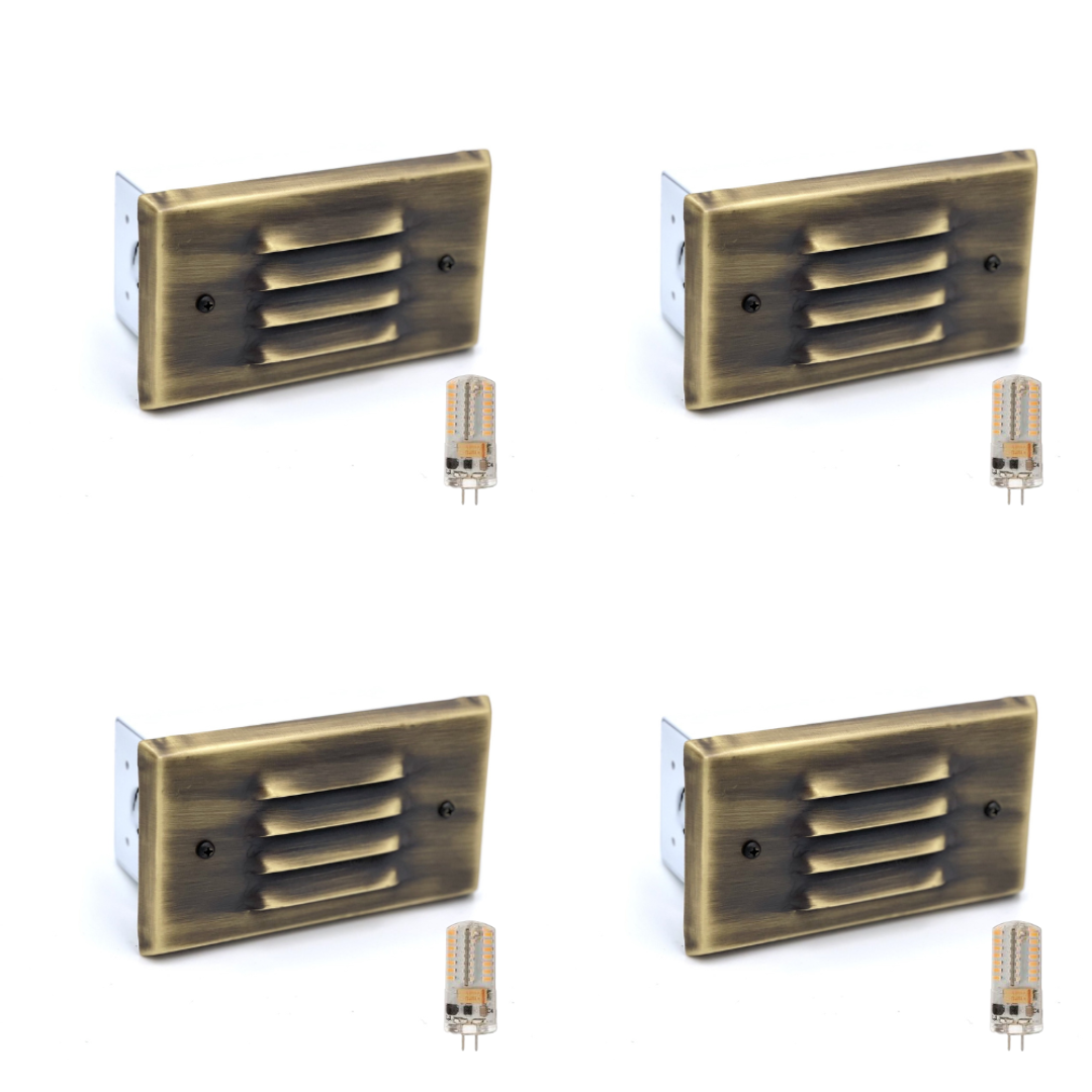 Outdoor Landscape Lighting LED 12V Low Voltage STBP05 Tulay Outdoor Step Light Solid Brass Louvered Small 4x/8x/12x G4 2W Dimmable 2700K Package Low Voltage Landscape Lighting