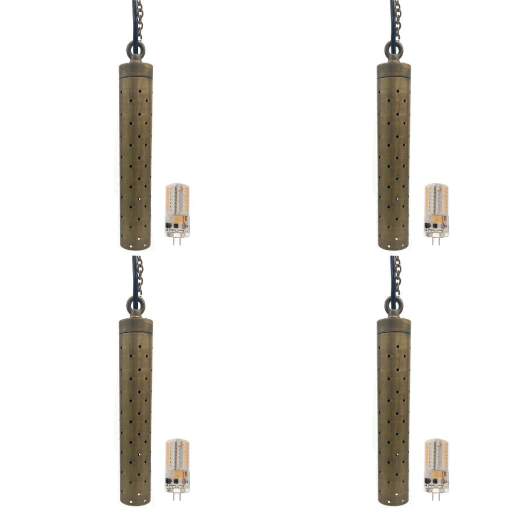 Outdoor Landscape Lighting LED 12V Low Voltage HLBP02 Stelvio Antique Brass Hanging Pendant Light 4x/8x/12x G4 2W Dimmable 2700K Package Low Voltage Outdoor Lighting 4 Pack
