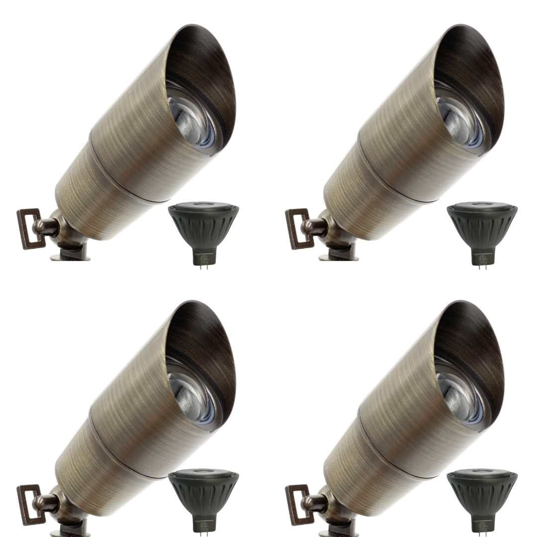 SPBP04 Rein Brown Brass Spotlight 4x/8x/12x 12V MR16 5W 2700K Package Low Voltage Outdoor Lighting