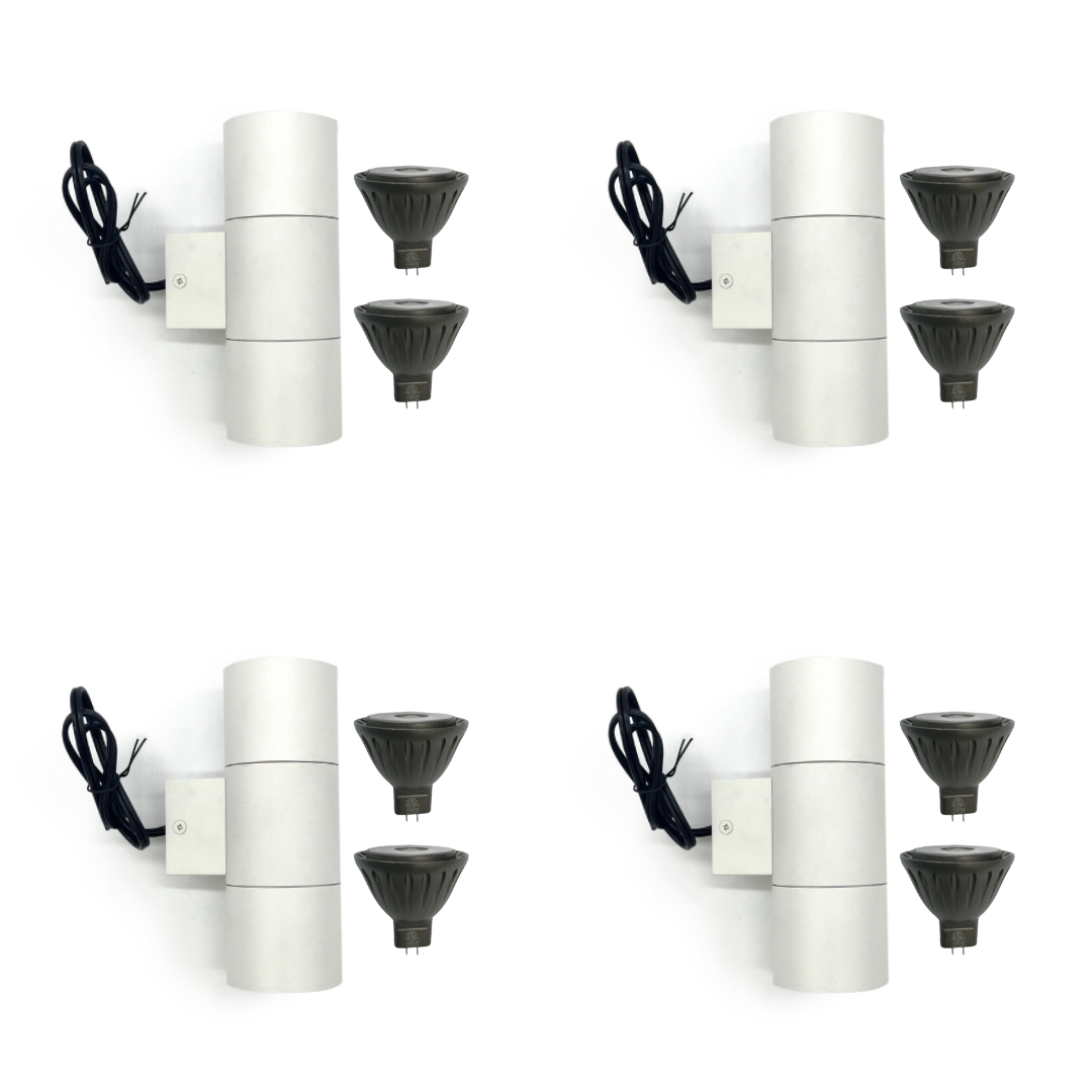Outdoor Landscape Lighting LED 12V Low Voltage SCSP02 Stelvio Sconce White Finish Up/Down Light 4x/8x/12x MR16 4W Dimmable 2700K Package Low Voltage Outdoor Lighting 4 Pack