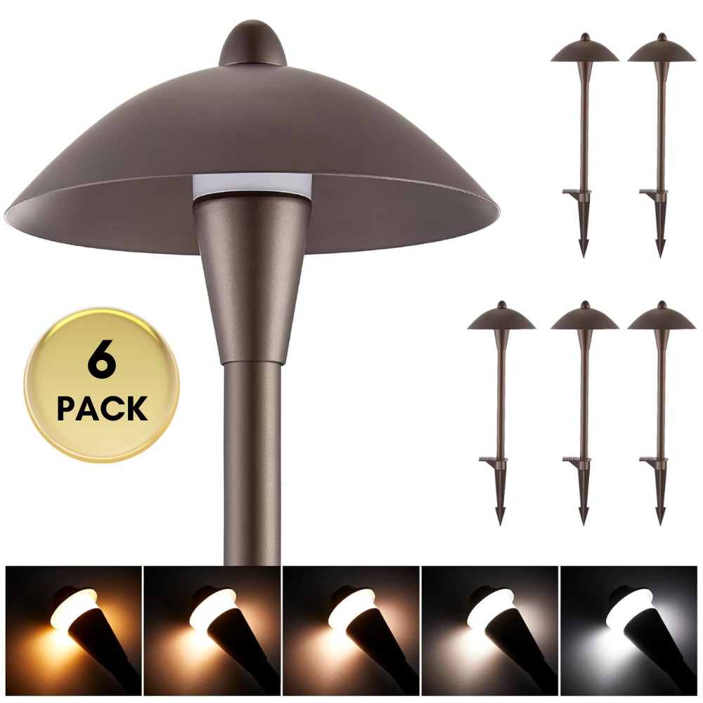 ALPCC10 6-Pack 5W Selectable 5CCT 2200K/2700K/3000K/4000K/5000K LED Landscape Bronze Pathway Light Package, 12V-24V AC/DC Low Voltage Path Lights