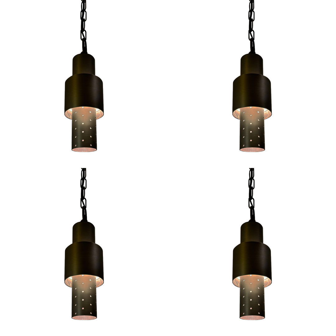 HLB02 4x/8x/12x Package LED 12V Low Voltage Brass Cylinder Pendant Light Hanging Downlight Fixture 5W 3000K Bulb