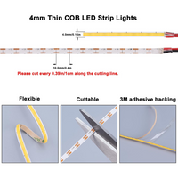 SLD23 Dotless Linear LED Dimmable, 2.13W/ft 16.4ft COB Strip Lights IP20 Low Voltage 4mm DC12V Diffused Tape Light