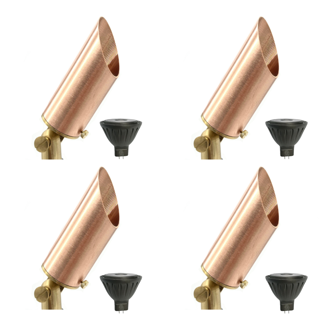 Outdoor Landscape Lighting LED 12V Low Voltage SPBP01 Cuprum Copper Spotlight 4x/8x/12x 12V MR16 4W 2700K Dimmable Package Low Voltage Outdoor Lighting 4 Pack
