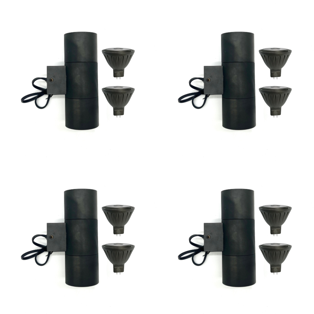 Outdoor Landscape Lighting LED 12V Low Voltage SCSP03 Stelvio Sconce Black Finish Up/Down Light 4x/8x/12x MR16 4W Dimmable 2700K Package Low Voltage Outdoor Lighting 4 Pack