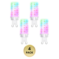 RGBCW G9 3W Smart WI-FI and Voice Control 120V Line Voltage LED Light Bulb 2 and 4 Pack, Energy Saving RGBCW Color Changing 2700K-6500K 120V Outdoor LED Bulb Compatible with Alexa and Google Assistant