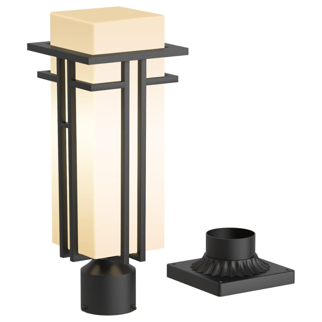 Outdoor Landscape Lighting LED 12V Low Voltage CPLA08 Outdoor Aluminum Post Mounted Lantern Light Post for Pole Lighting Porch Patio Pier With 3" Mount Base E26 Socket Line Voltage 120V AC IP65 Waterproof