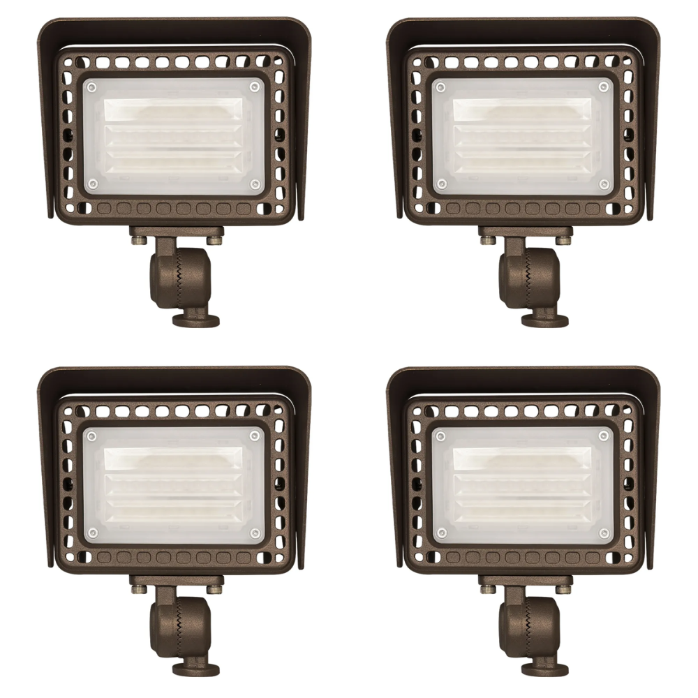 Outdoor Landscape Lighting LED 12V Low Voltage FLARGBCW20 Bronze 4x/8x/12x Package 12V Low Voltage 20W RGBCW Outdoor LED Landscape Lighting Bronze Aluminum Floodlight 4 Pack