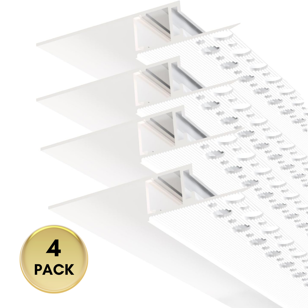 Outdoor Landscape Lighting LED 12V Low Voltage AC19 Trimless Recessed Baseboard Drywall Plaster Mud-In Z-Type Aluminum Channel with 6.6FT/2M For Max Inner 12.7mm Width LED Strip Lights Pack of 4 White