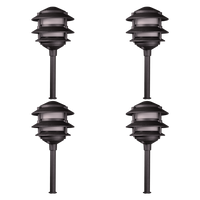 CDPA72 4x/8x/12x Package Black 12V AC/DC Aluminum 12V Low Voltage Landscape Lighting 3 Tier Pagoda Path Light 3W 2700K G4 Bulb