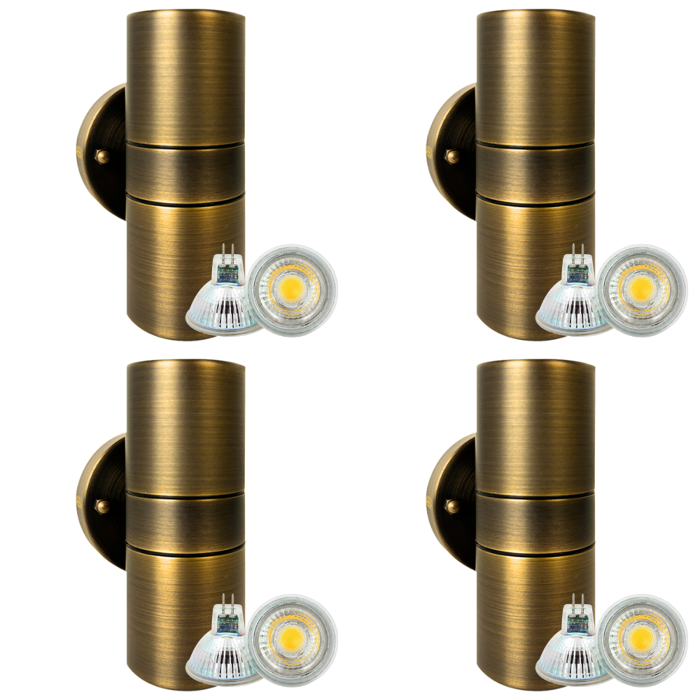 SCB05 4x/8x/12x Package LED Cylinder Up Down Light 2 Directional Brass Sconce Lighting with 12V Low Voltage 5W 3000K Bulb