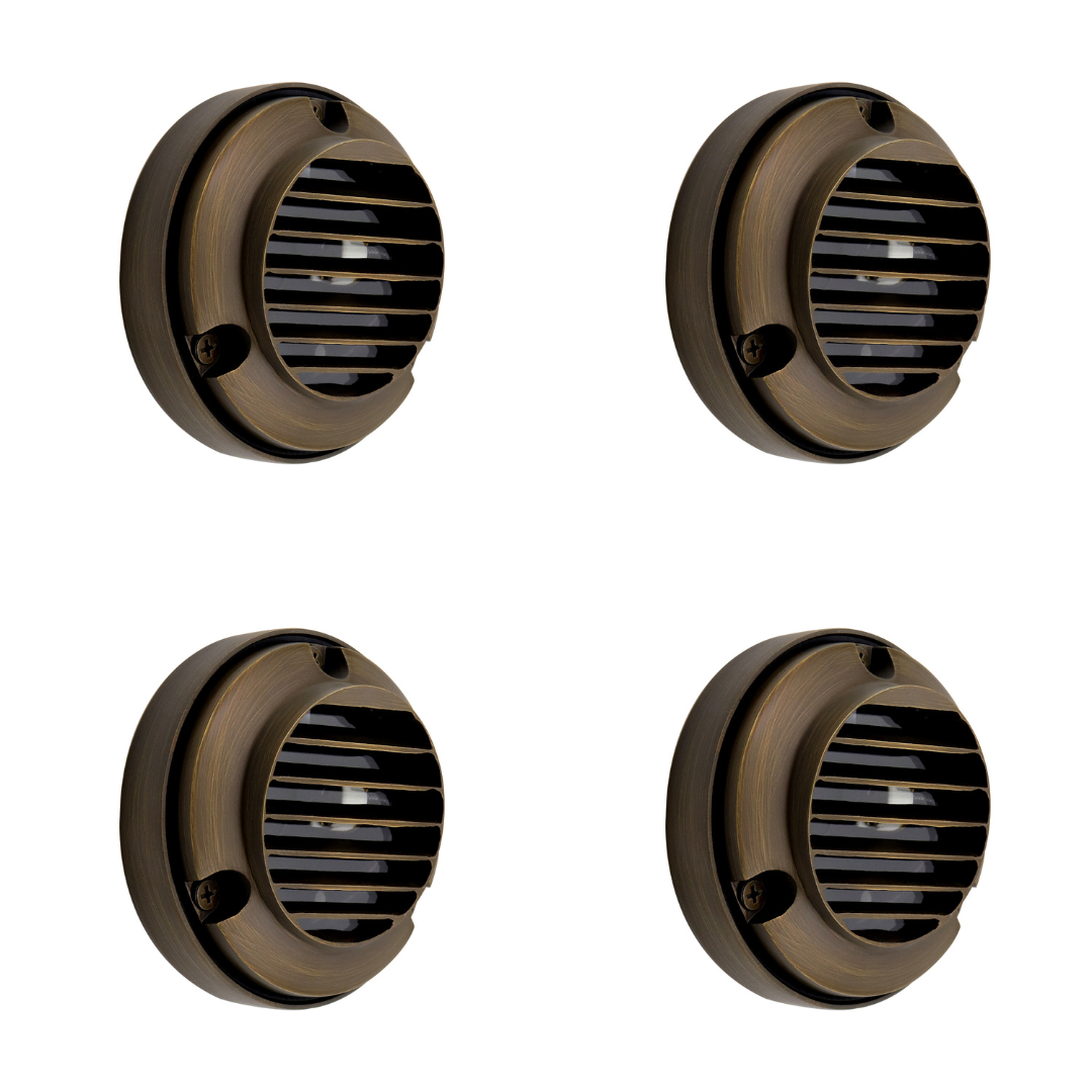 DL02B with G4 3W 2700K 4x/8x/12x Package Solid Brass Round Surface Mount Grilled Deck Light Low Voltage Landscape Lighting