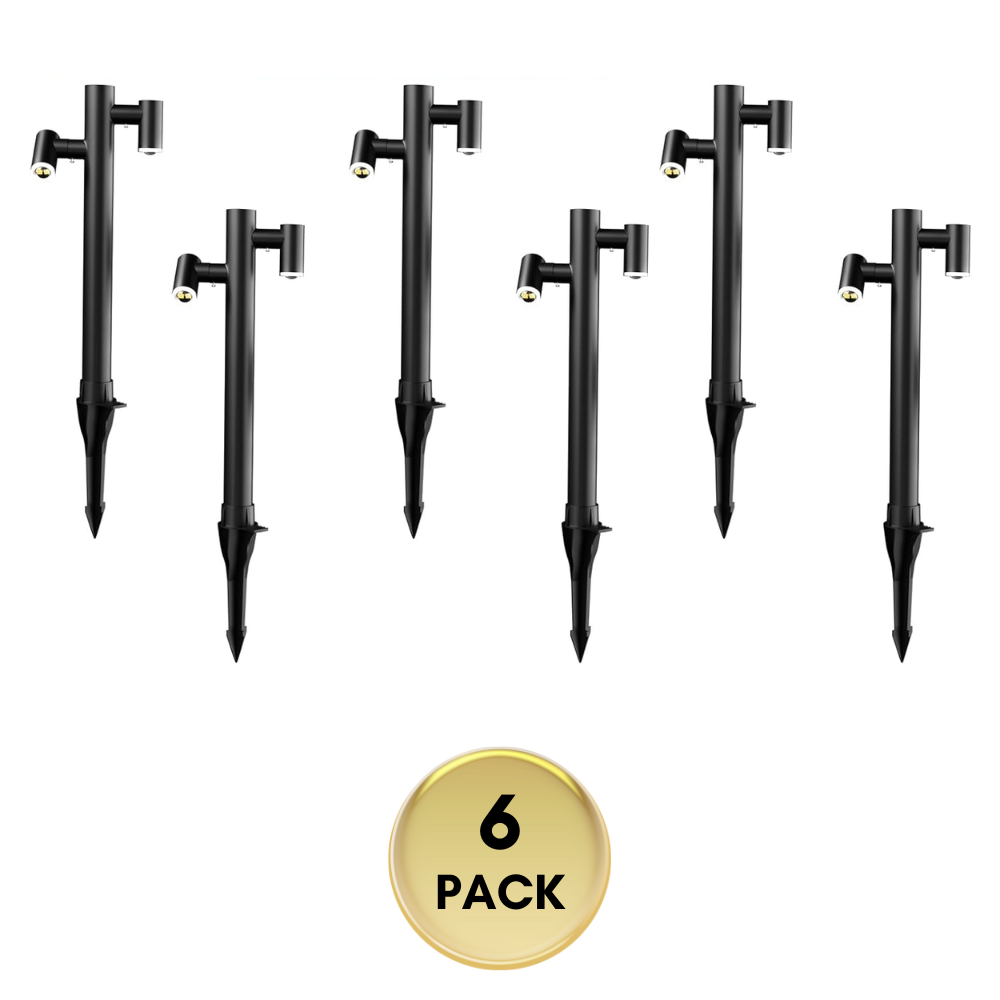 Outdoor Landscape Lighting LED 12V Low Voltage ALP25 4W LED Adjustable 3000K Dual Directional Bollard Path Light Low Voltage Outdoor Landscape Lighting 6 Pack Black