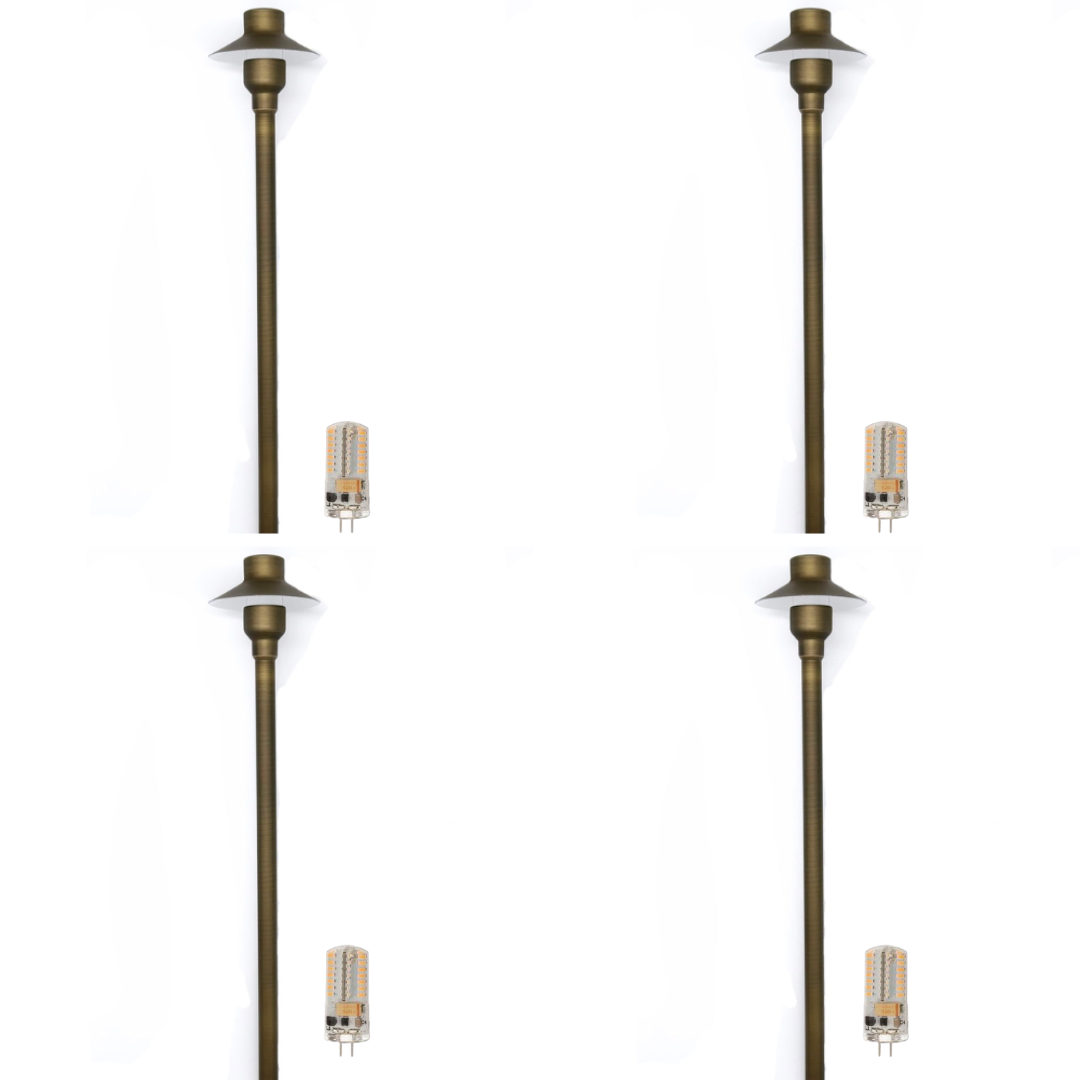 Outdoor Landscape Lighting LED 12V Low Voltage BPLP09 Tulay SH 18" Antique Brass Path Light 4x/8x/12x G4 2W Dimmable 2700K Package Low Voltage Outdoor Lighting 4 Pack