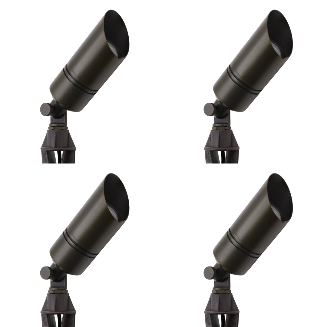 Outdoor Landscape Lighting LED 12V Low Voltage AL05B with MR16 5W 3000K 4x/8x/12x Package Low Voltage Brass Directional Spot Light Outdoor Landscape Lighting 4 Pack