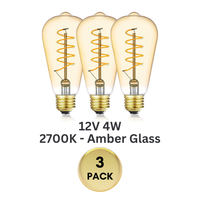 E26 4W 12V-36V 2700K AC/DC LED Spiral Filament Edison Bulbs Package Dimmable Energy Saving Low Voltage Light Bulb