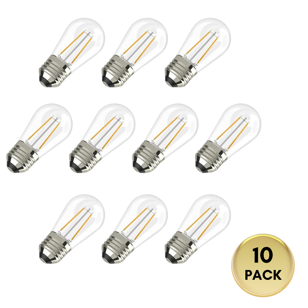 Outdoor Landscape Lighting LED 12V Low Voltage SL102 10-Pack Replacement Light Bulbs 1W LED S14 E26 12V Low Voltage Edison Style for Bistro String Lights 2700K