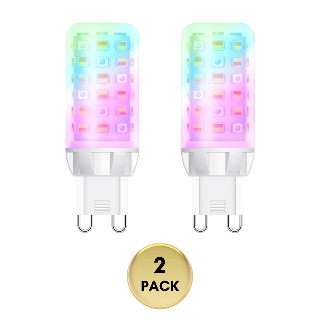 RGBCW G9 3W Smart WI-FI and Voice Control 120V Line Voltage LED Light Bulb 2 and 4 Pack, Energy Saving RGBCW Color Changing 2700K-6500K 120V Outdoor LED Bulb Compatible with Alexa and Google Assistant