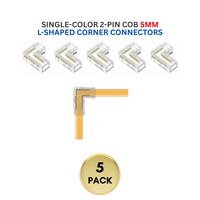 5-Pack SLD 2-Pin Low-Voltage for Single-Color COB Dotless Strip Light Connectors 5mm, 8mm and 10mm