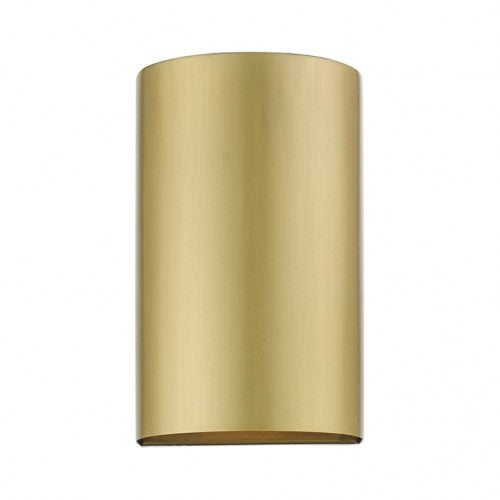 Bond Outdoor 1 E26 Medium Base Light Bulb Socket Outdoor ADA-Compliant Half Cylinder Wall Sconce 4.25"x7" Stainless Steel with Gold Satin Finish 120V for Garden, Interior, Exterior and Patio 22061-32
