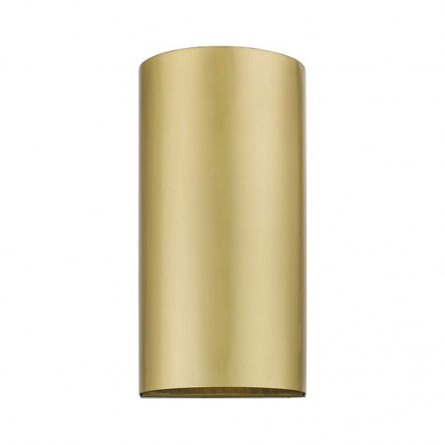 Bond Outdoor 1 E26 Medium Base Light Bulb Socket Outdoor ADA-Compliant Half Cylinder Wall Sconce 5"x10" Stainless Steel with Gold Satin Finish 120V for Garden, Interior, Exterior and Patio 22062-32