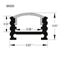 BN250 Rectangular Surface Mounted 8 ft Aluminum Channel 10 Pack for 0.46