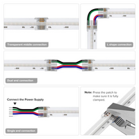 5-Pack SLD 4-Pin Low-Voltage for RGB COB Dotless Strip Light Connectors 10mm
