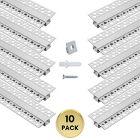 AC04 Plaster-In Drywall Trimless Recessed Track Aluminum Channel 3.3FT/1M and 6.6FT/2M a For Max 13mm LED Strip Lights Pack of 10