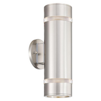 SCSH01 120V Line Voltage LED Stainless Steel Cylinder Up Down Light 2 Directional Sconce Lighting Medium Base Sockets