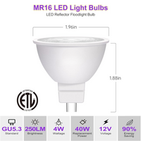 MR16 GU5.3 6-Pack 4W Purple LED Light Bulb, Energy Saving 12V Outdoor Holiday and Party Lighting