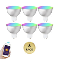 MR16 RGBCW 2700K-6000K 5W Smart WIFI LED Light Bulb, Energy Saving Color Changing 12V Outdoor LED Bulb Compatible with Alexa, Google Assistant, and Siri