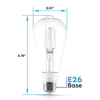 E26 ST19 4.5W Filament 12-Pack 120V Line Voltage 5CCT 2700K/3000K/3500K/4000K/5000K Bulbs Package Dimmable CRI90 Energy Saving High Voltage Medium Base Light Bulb