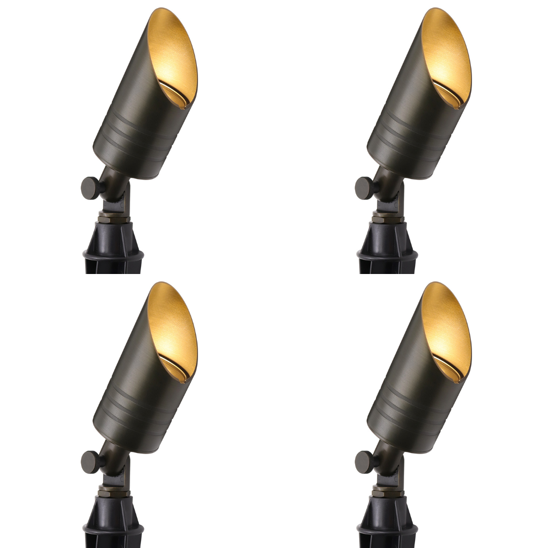 Outdoor Landscape Lighting LED 12V Low Voltage AL06B with MR16 5W 3000K 4x/8x/12x Package Low Voltage Brass Directional Spot Light Outdoor Landscape Lighting 4 Pack
