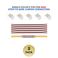 5-Pack SLD 2-Pin Low-Voltage for Single-Color COB Dotless Strip Light Connectors 5mm, 8mm and 10mm