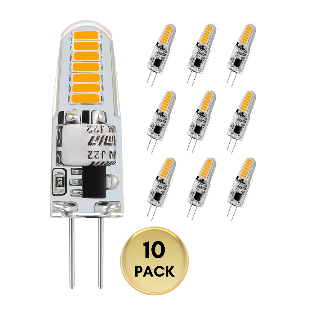 10 Pack 120V Line Voltage G4 1.2W Bi Pin 3000K/6000K LED Silicone Capsule Bulb Energy Efficient Light