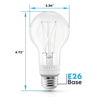 E26 A19 7W Filament 120V Line Voltage 5CCT 2700K/3000K/3500K/4000K/5000K Bulbs Package Dimmable CRI90 Energy Saving High Voltage Medium Base Light Bulb