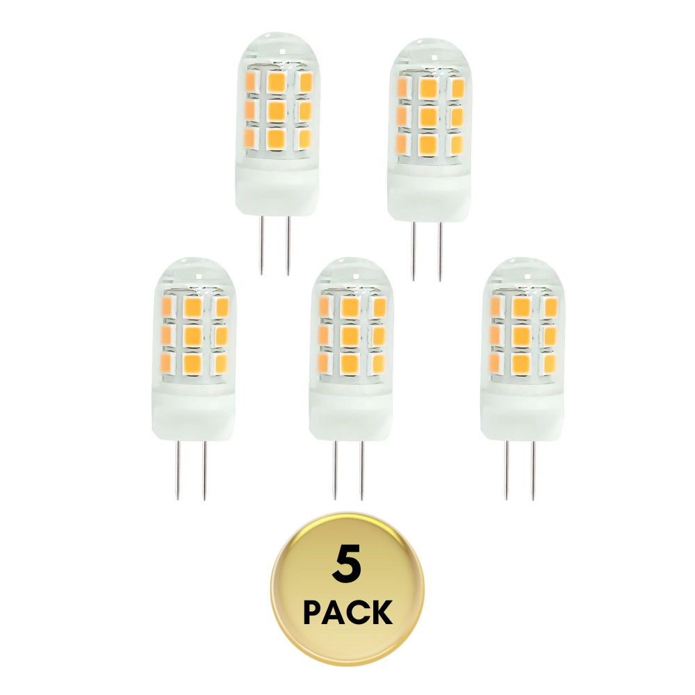 5 Pack G4 3W Bi Pin 3000K/6000K LED Ceramic Capsule 120V Line Voltage Bulb Energy Efficient Light