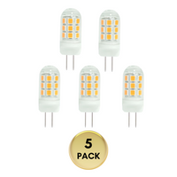 5 Pack G4 3W Bi Pin 3000K/6000K LED Ceramic Capsule 120V Line Voltage Bulb Energy Efficient Light