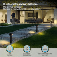 ALPR11 10W RGBCW Bluetooth Smart LED Landscape Pathway Light 2x or 4x Package, 12V-24V AC/DC 400LM