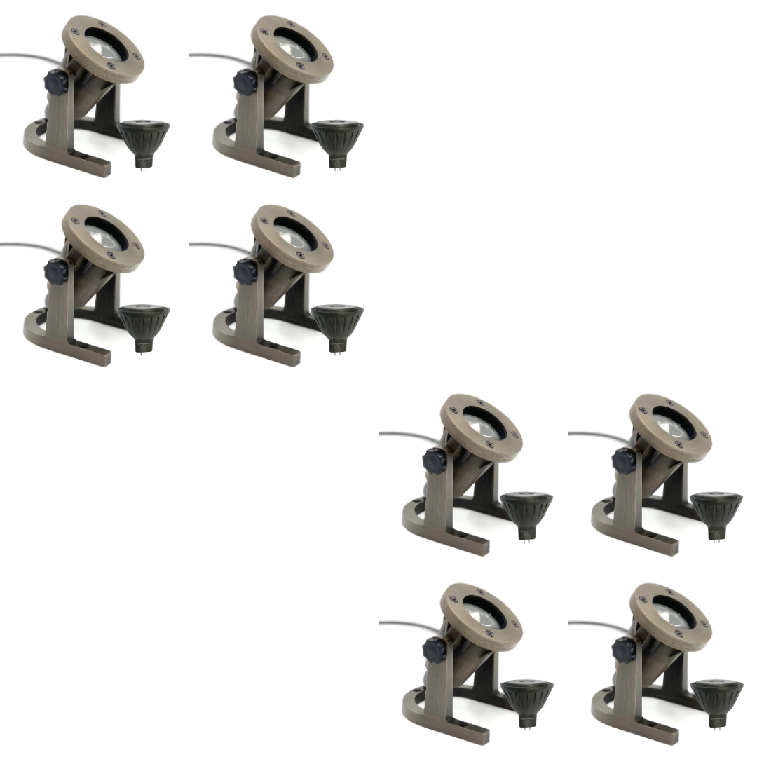 Outdoor Landscape Lighting LED 12V Low Voltage UWL01B Cast Brass Underwater Light 4x/8x/12x MR16 4W Dimmable 2700K Package 12V IP67 Low Voltage Outdoor Lighting 8 Pack