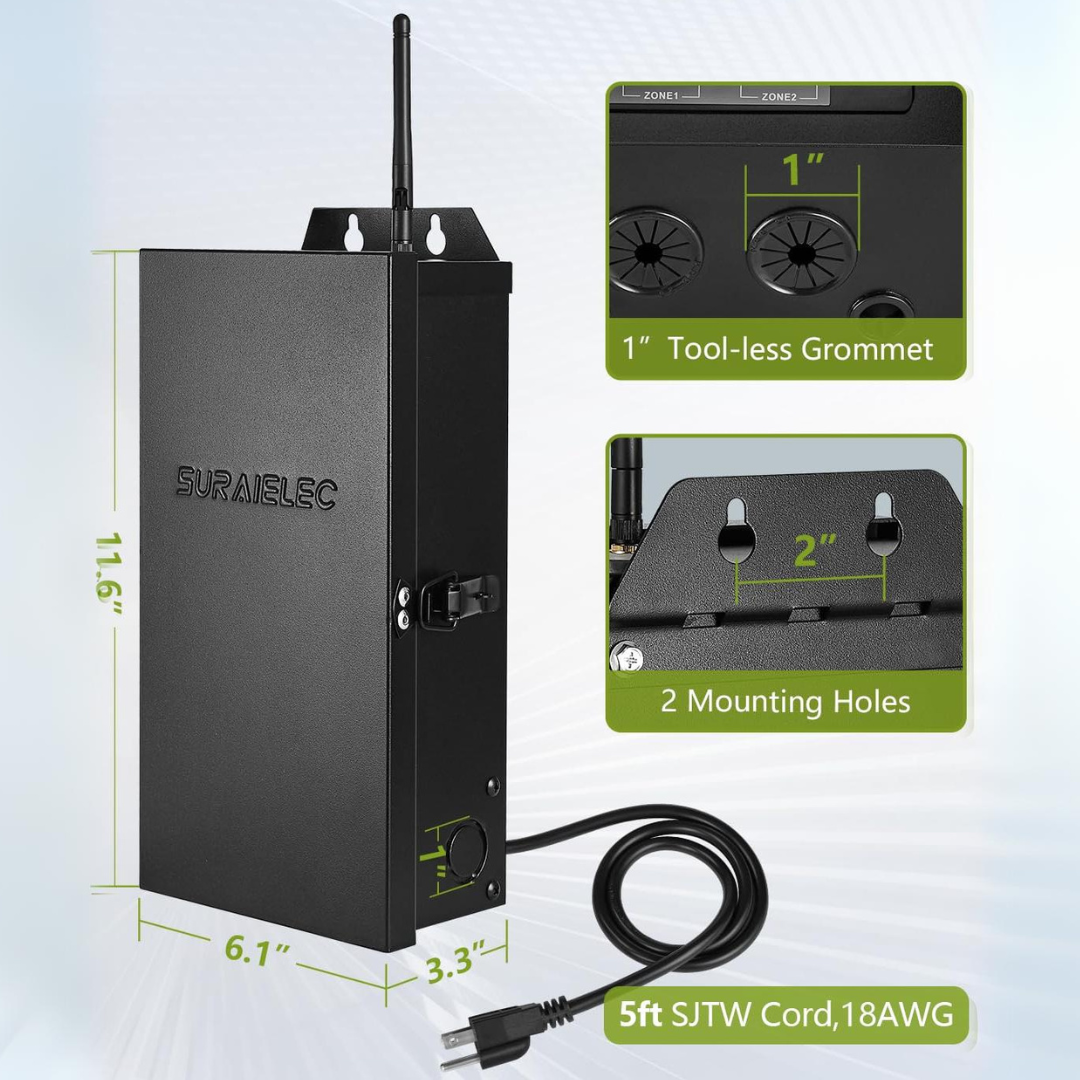 Outdoor Landscape Lighting LED 12V Low Voltage TSW2Z 200W/300W AC Digital Smart Wi-Fi 2.4Ghz 12V/15V Multi-Tap with 2 Zones, Low Voltage Outdoor Durable Metal Transformer with Photocell & Timer, Works with Alexa and Google Assistant